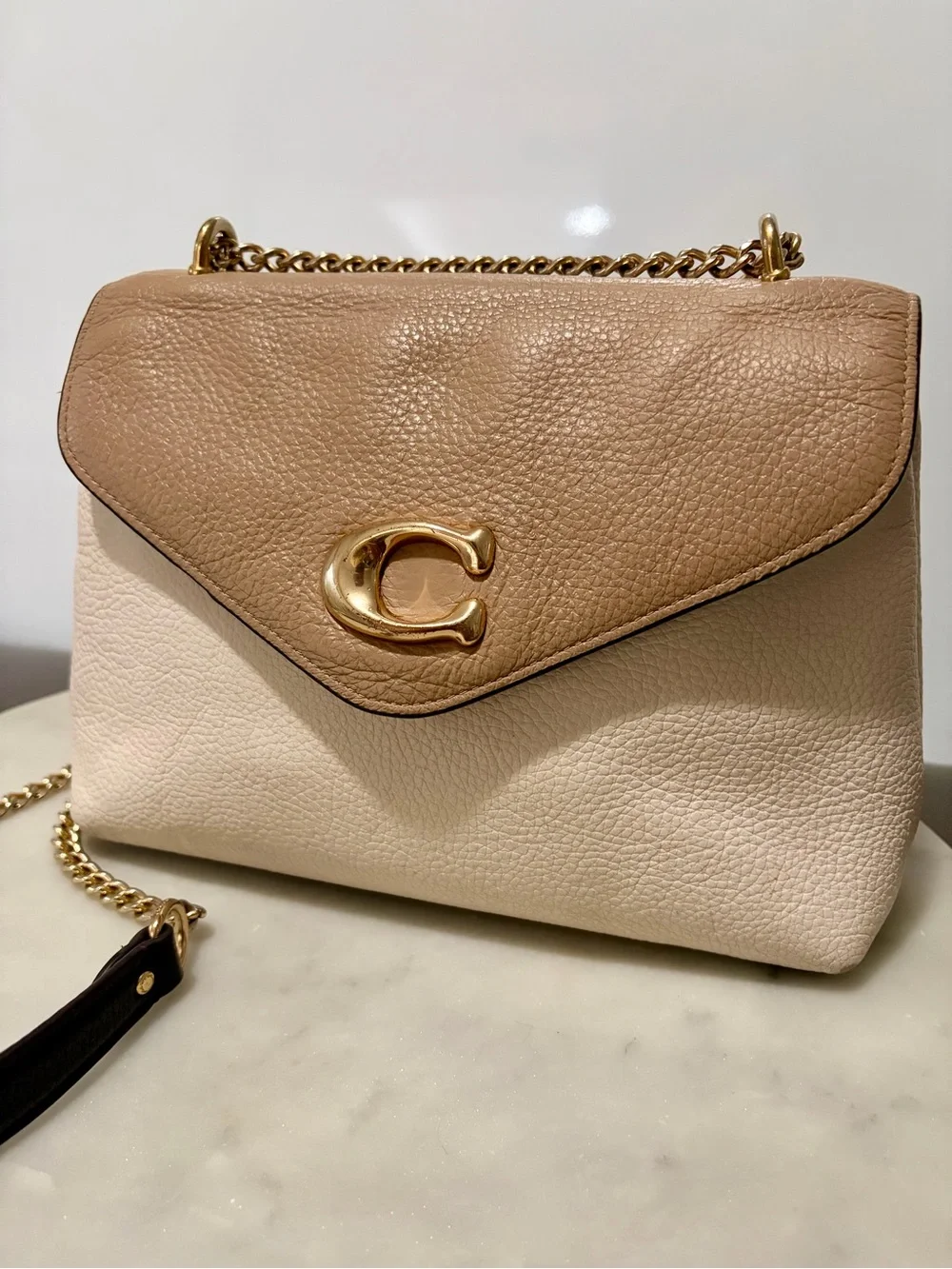 COACH TAMMIE Shoulder Bag C6786 Chain Crossbody Pebble Leather Handbag Purse